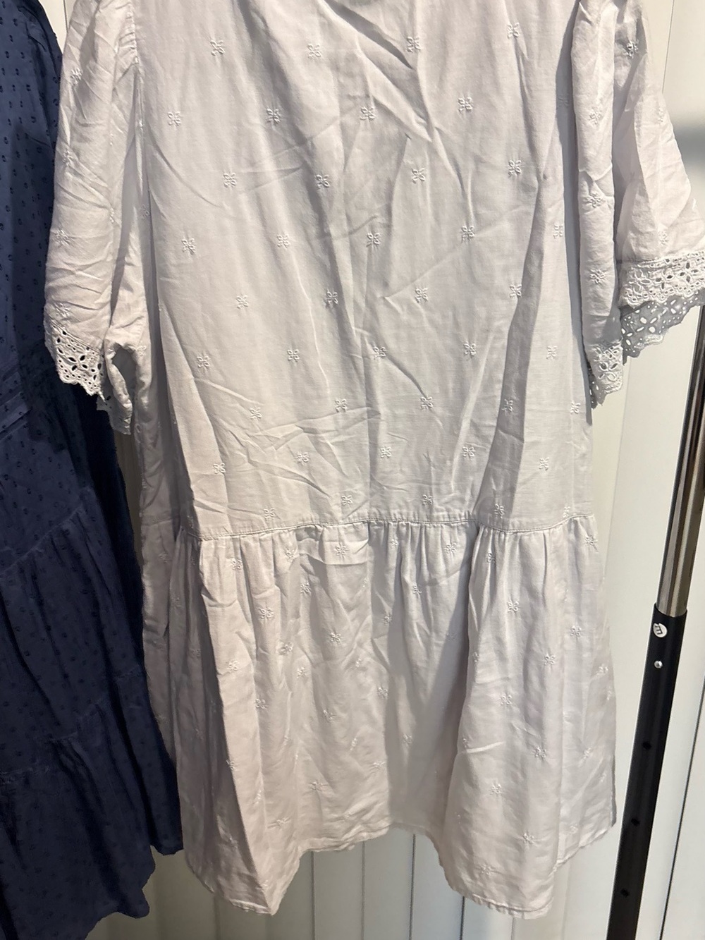 White Eyelet women’s Dress with Puff Sleeves - Picture 6 of 8